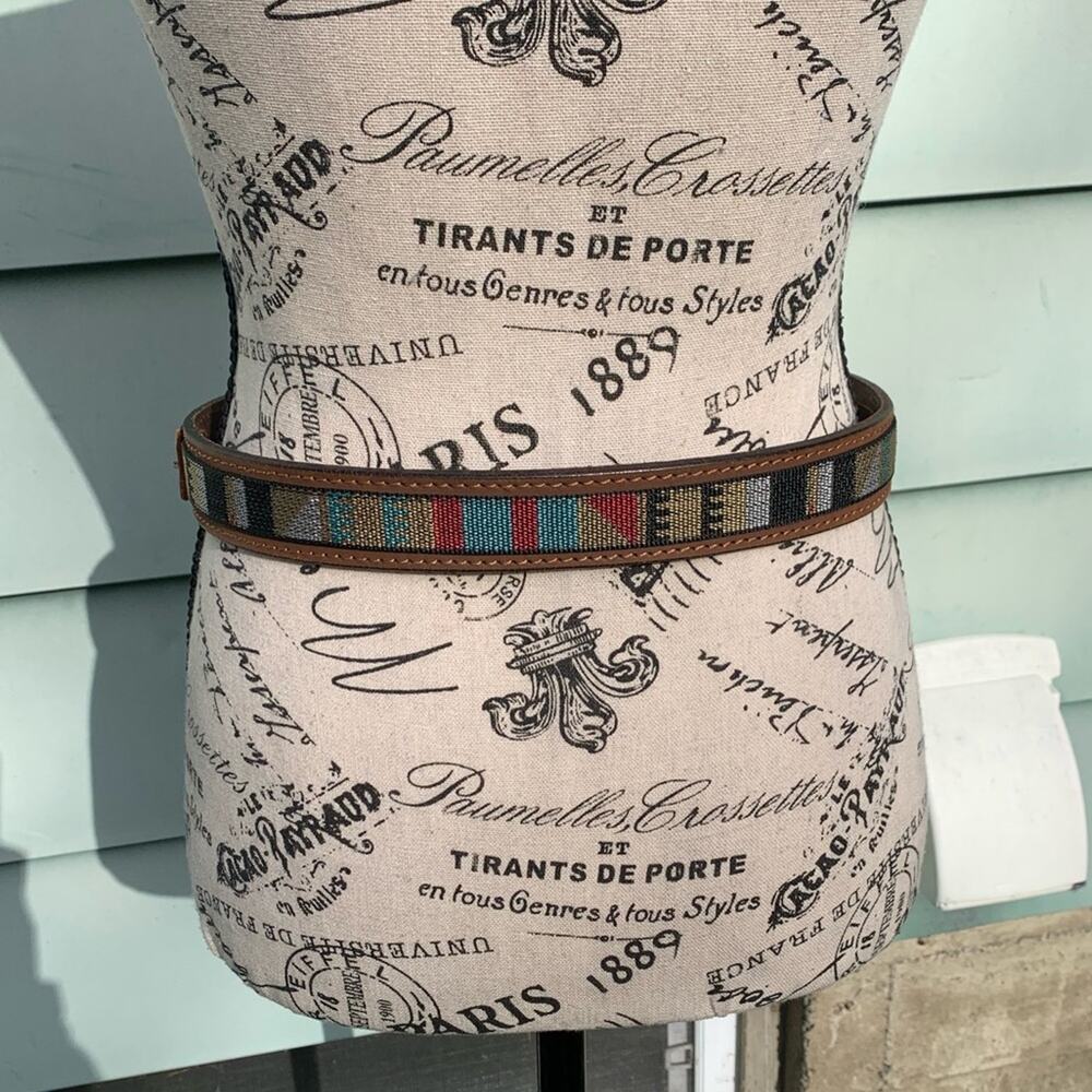 Genuine Buffalo Leather bohemian tribal pattern brown belt